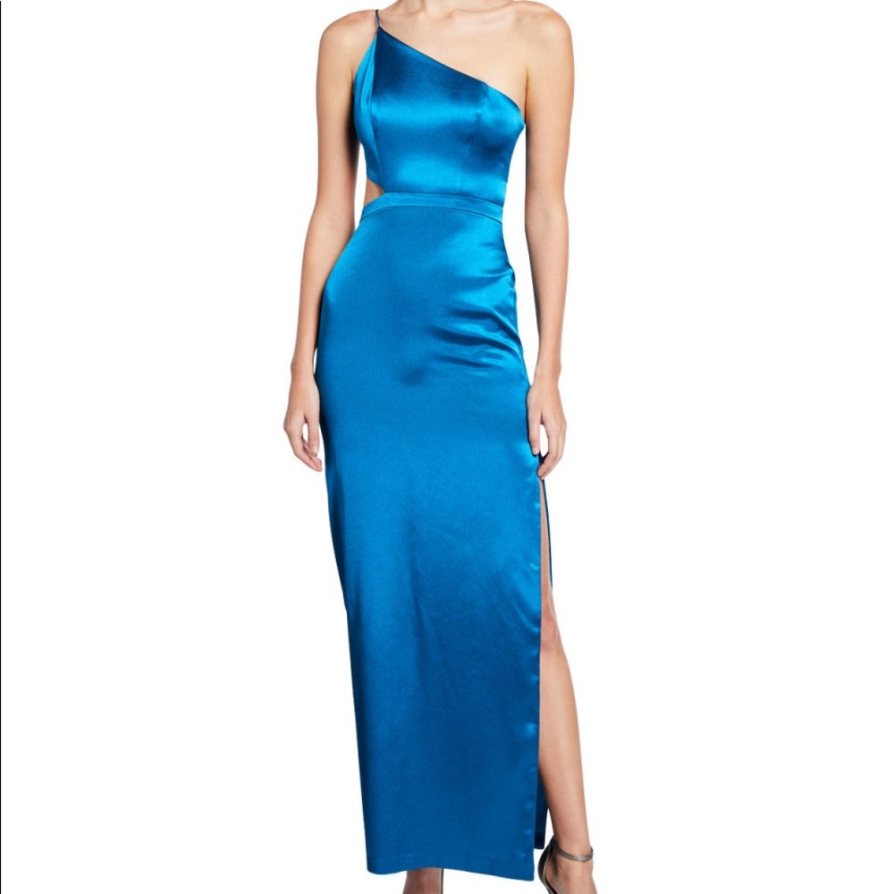 Elegant prom dress.. one-shoulder long satin dress